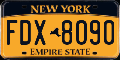 NY license plate FDX8090