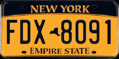 NY license plate FDX8091