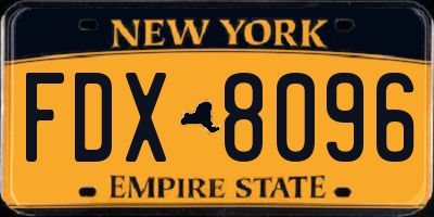 NY license plate FDX8096