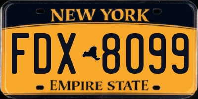 NY license plate FDX8099
