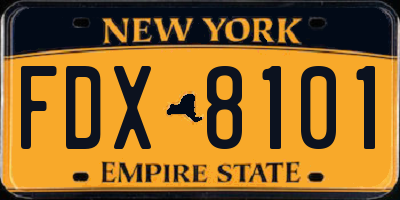 NY license plate FDX8101