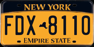 NY license plate FDX8110