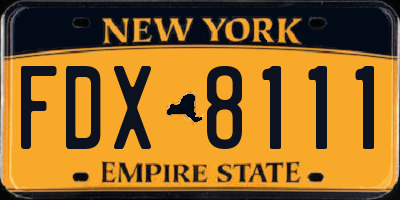 NY license plate FDX8111