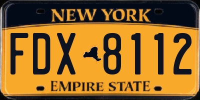 NY license plate FDX8112