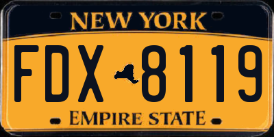NY license plate FDX8119