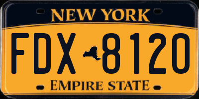 NY license plate FDX8120