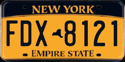 NY license plate FDX8121