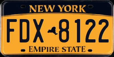 NY license plate FDX8122