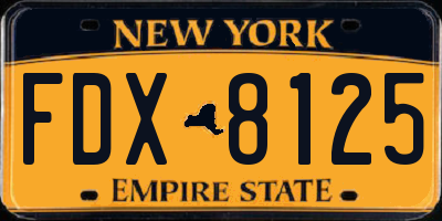NY license plate FDX8125
