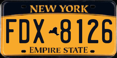 NY license plate FDX8126