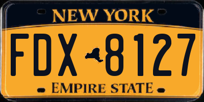 NY license plate FDX8127