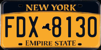 NY license plate FDX8130