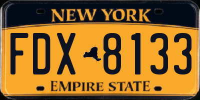 NY license plate FDX8133