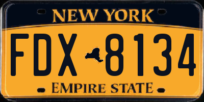 NY license plate FDX8134