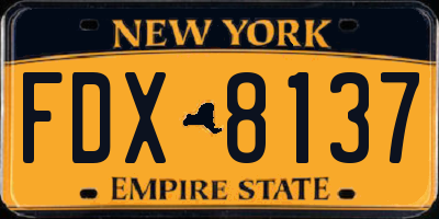 NY license plate FDX8137