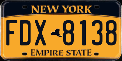 NY license plate FDX8138
