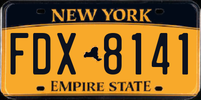 NY license plate FDX8141