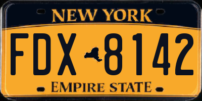 NY license plate FDX8142