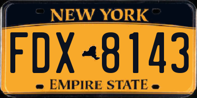 NY license plate FDX8143