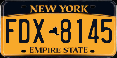 NY license plate FDX8145