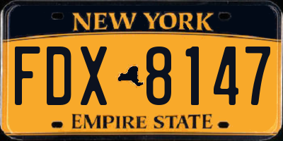 NY license plate FDX8147