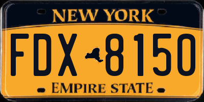 NY license plate FDX8150