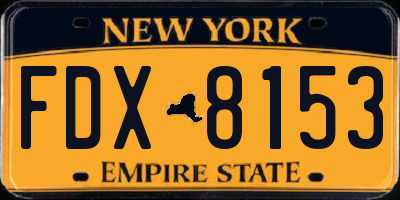 NY license plate FDX8153