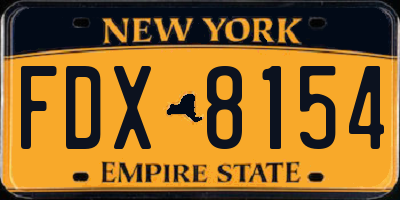 NY license plate FDX8154