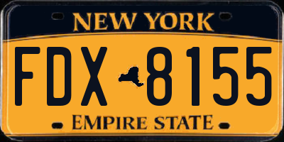 NY license plate FDX8155