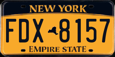 NY license plate FDX8157