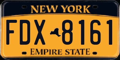 NY license plate FDX8161