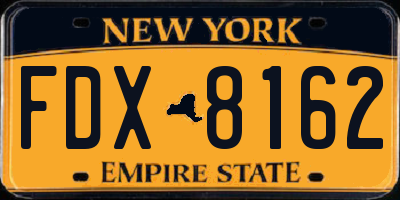 NY license plate FDX8162