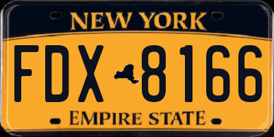 NY license plate FDX8166