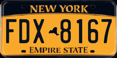 NY license plate FDX8167