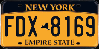 NY license plate FDX8169
