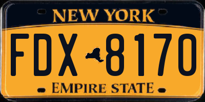 NY license plate FDX8170