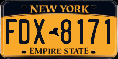 NY license plate FDX8171
