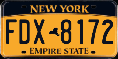 NY license plate FDX8172