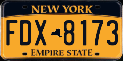 NY license plate FDX8173