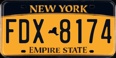 NY license plate FDX8174