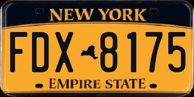 NY license plate FDX8175