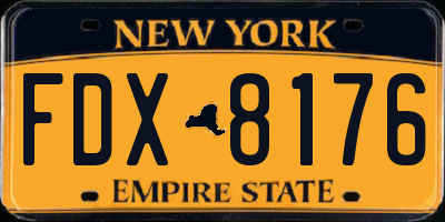 NY license plate FDX8176