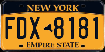 NY license plate FDX8181