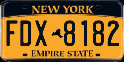 NY license plate FDX8182