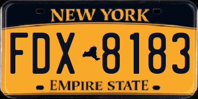 NY license plate FDX8183