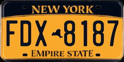 NY license plate FDX8187