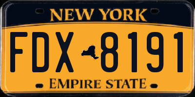 NY license plate FDX8191