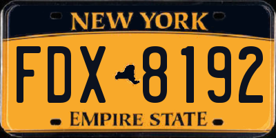 NY license plate FDX8192
