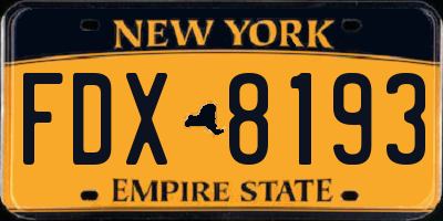 NY license plate FDX8193