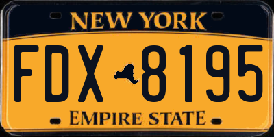 NY license plate FDX8195